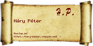 Háry Péter névjegykártya
